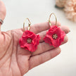 Pink Large Flower Statement Earrings | Lightweight Polymer Clay | Clip-On Earrings Option