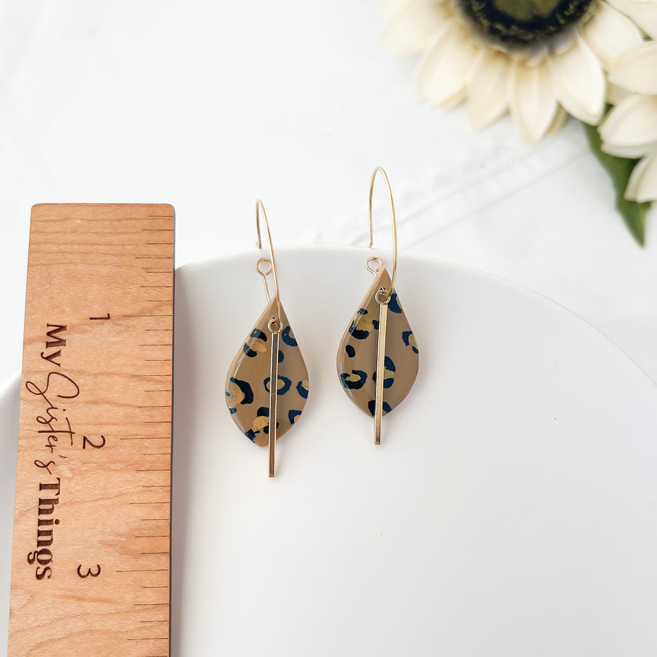 Leopard Dangle Earrings | Lightweight Polymer Clay Jewelry | Boho Chic Clip-On Earrings Option