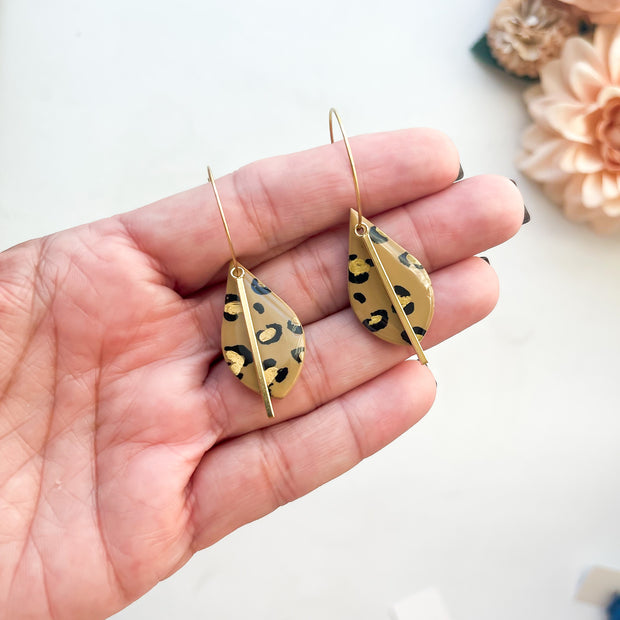 Leopard Dangle Earrings | Lightweight Polymer Clay Jewelry | Boho Chic Clip-On Earrings Option