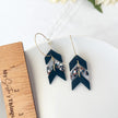 Marbled Arrow Hoop Earrings | Boho Chic Polymer Clay Jewelry | Clip-On Earrings Option