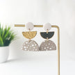 Taupe Neutral Dangle Earrings| Unique Handmade Statement Jewelry | Boho Chic Artisan Clip