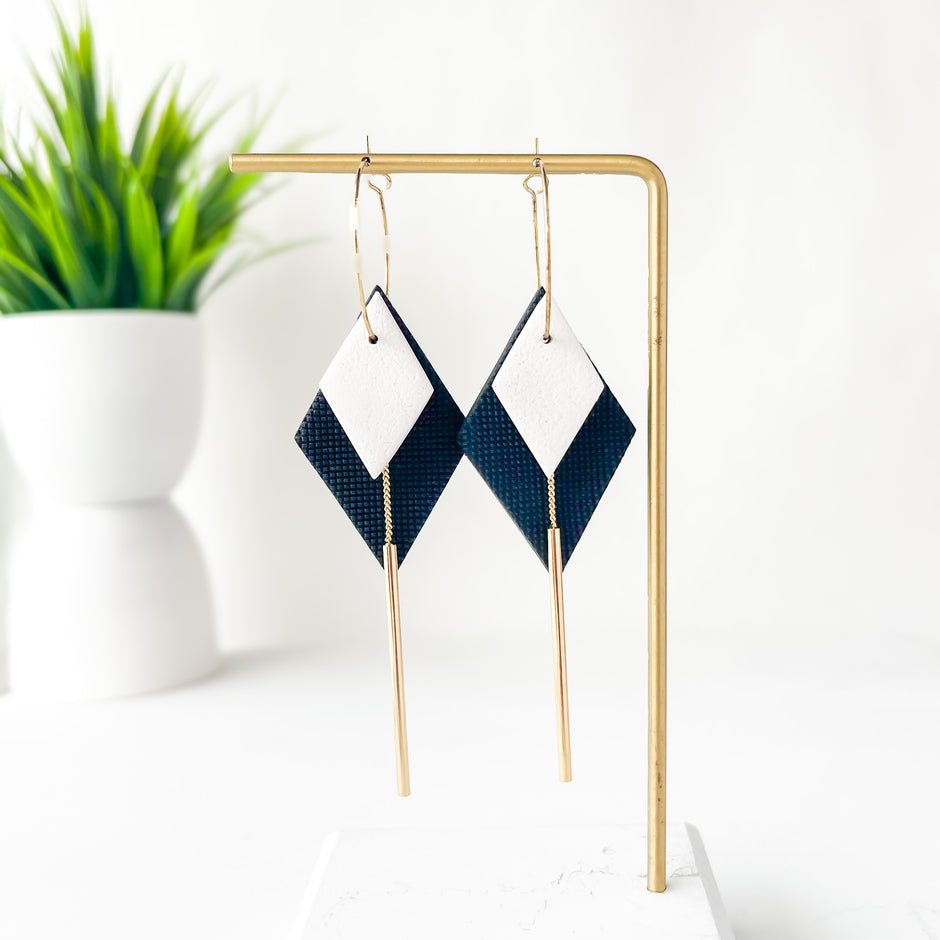 Trinity Geometric Dangle Earrings | Lightweight Polymer Clay Earrings | Clip-On Earring Option | Chic Statement Jewelry