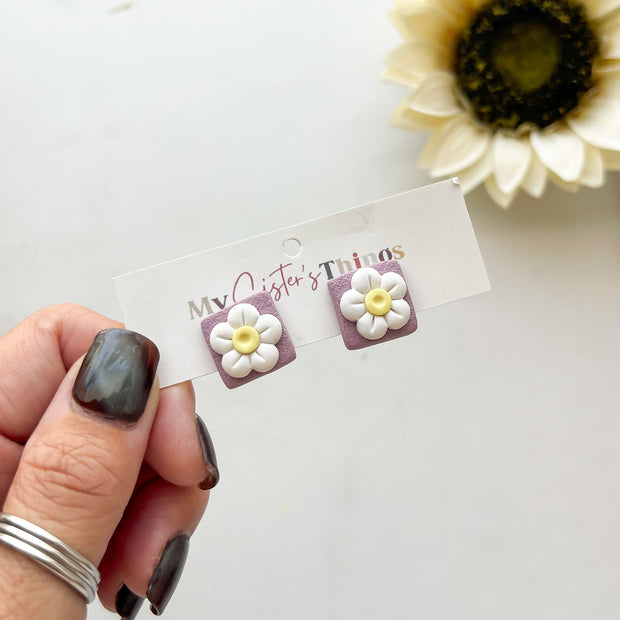 Spring Daisy Stud Polymer Clay Earrings