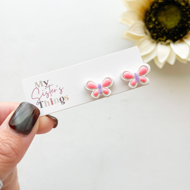 Butterfly Stud Polymer Clay Earrings