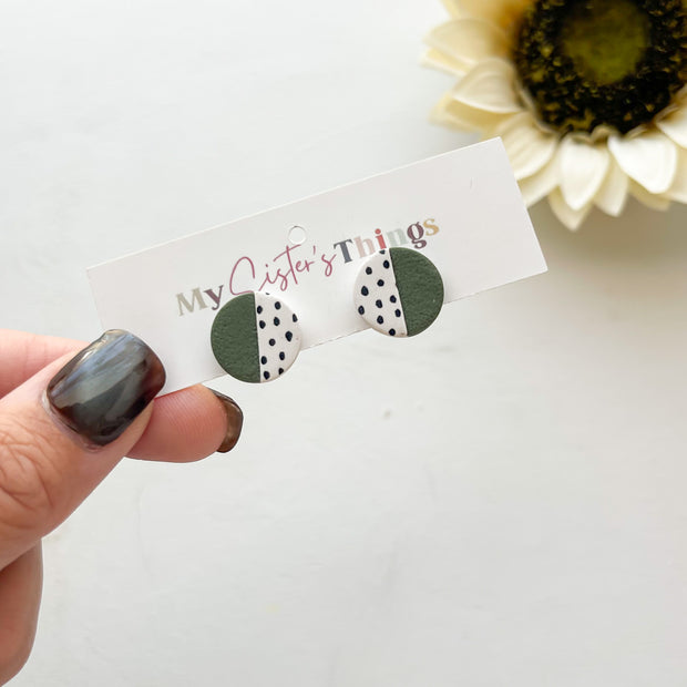 Polka Dot Stud Polymer Clay Earrings