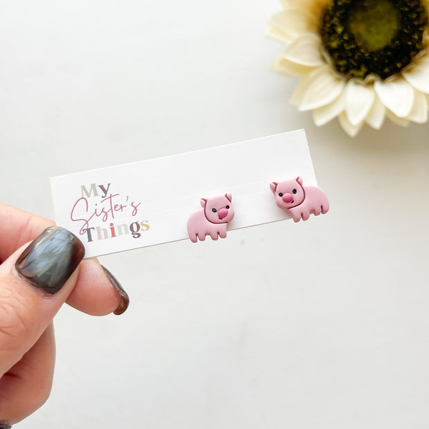 Pig #2 Stud Polymer Clay Earrings