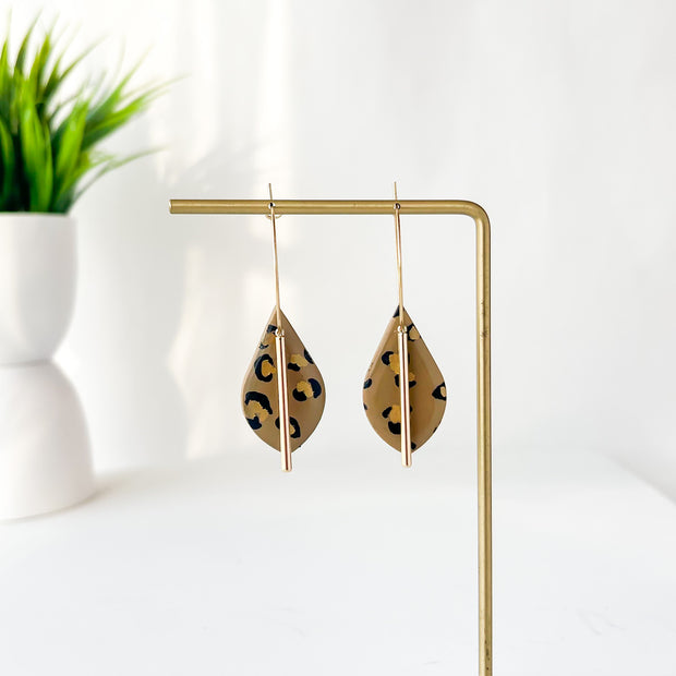 Leopard Dangle Earrings | Lightweight Polymer Clay Jewelry | Boho Chic Clip-On Earrings Option