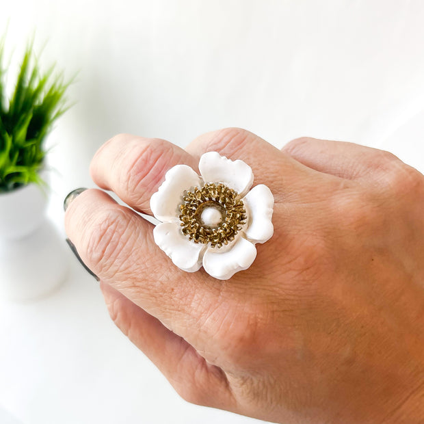 Poppy Floral Ring (Multiple Sizes)