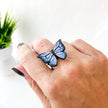 Blue Monarch Butterfly Ring