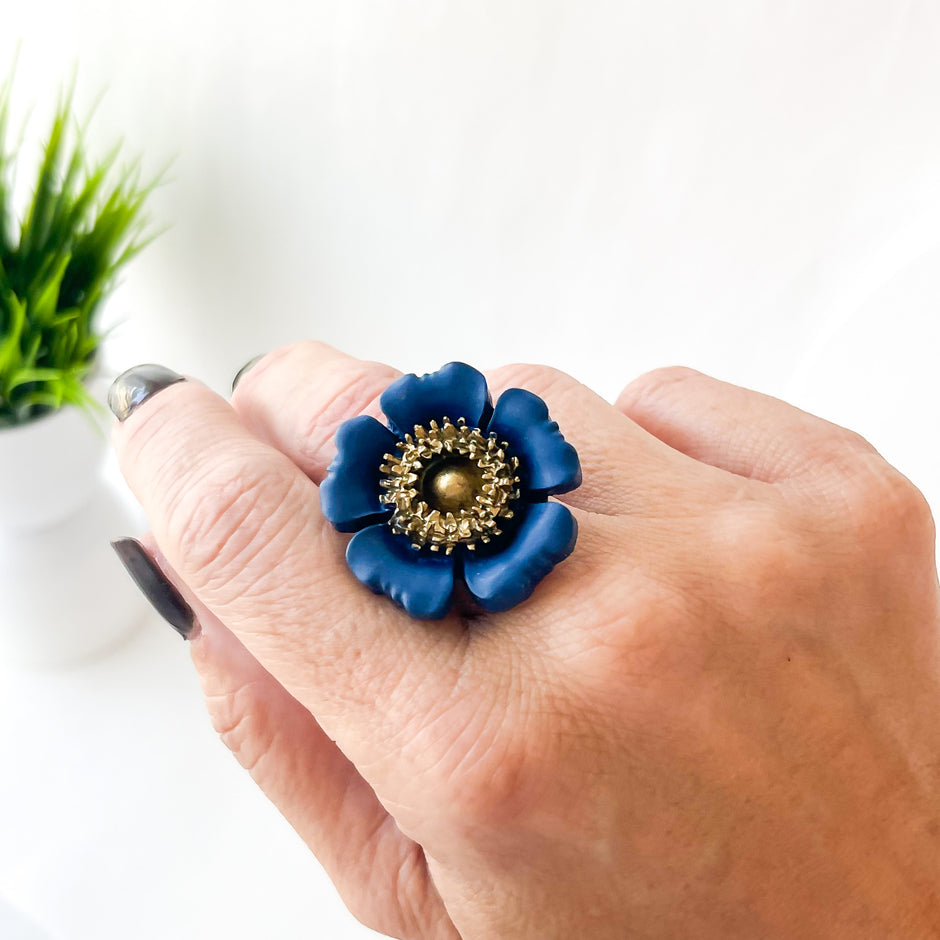 Posey Floral Ring (Multiple Sizes)(Adjustable)