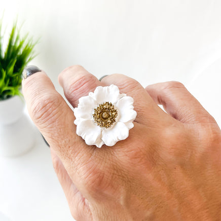 Poppy Floral Ring (Adjustable)