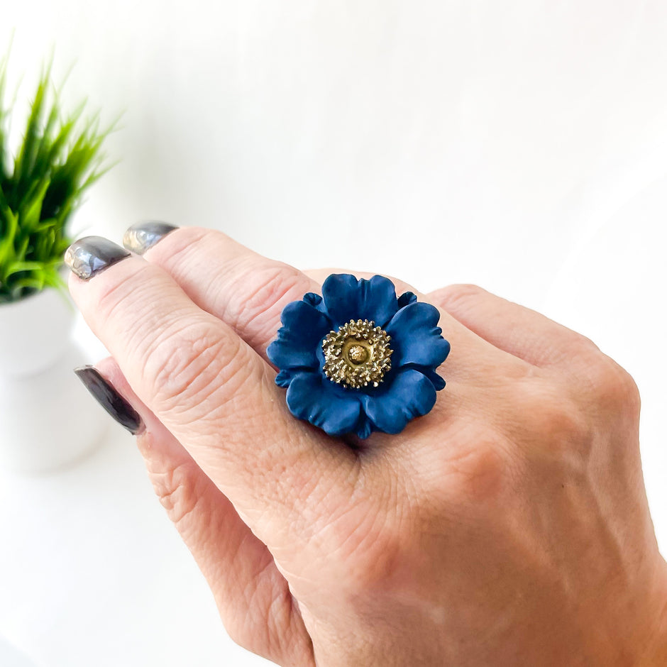 Poppy Floral Ring (Adjustable)