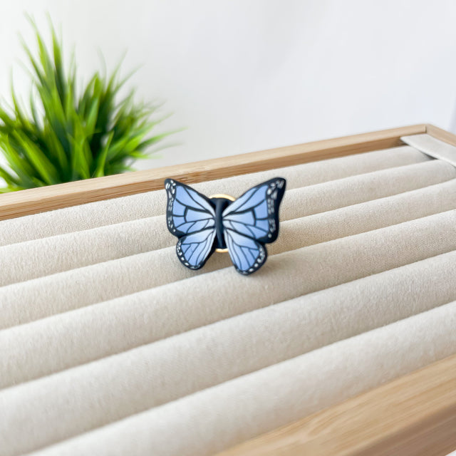 Blue Monarch Butterfly Ring