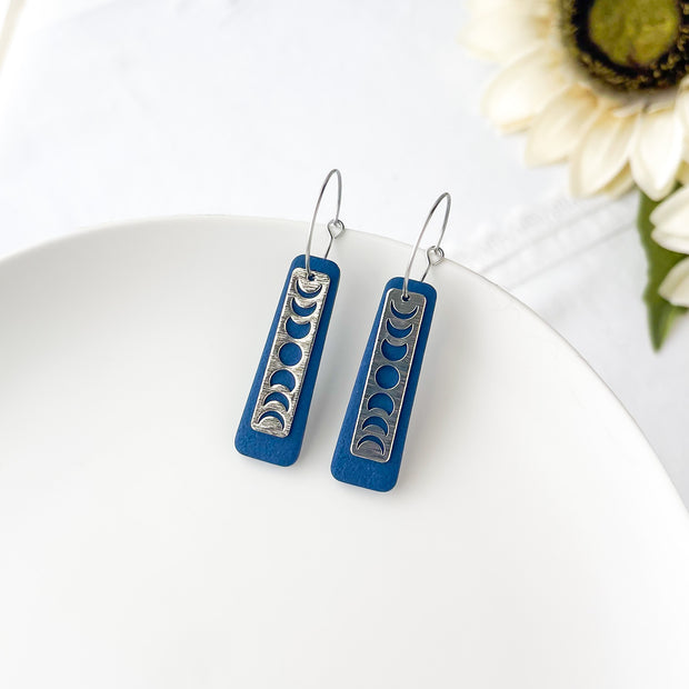 Luna Dangle Earrings | Moon Phases Polymer Clay Jewelry | Celestial Clip-On Earrings Option