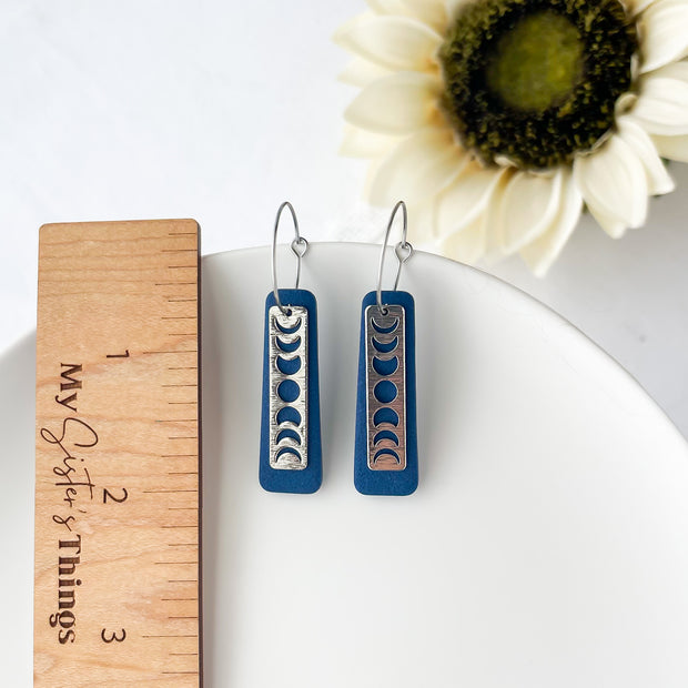 Luna Dangle Earrings | Moon Phases Polymer Clay Jewelry | Celestial Clip-On Earrings Option