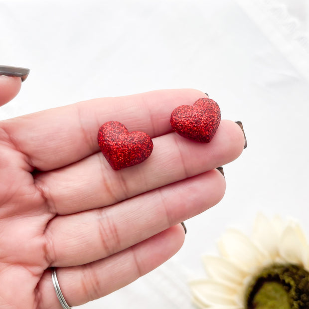Red Heart Valentine Stud Polymer Clay Earrings