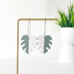 Varigated Monstera Earrings | Handmade Polymer Clay Jewelry |Dangle Clip-On Earrings Option