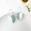 Varigated Monstera Earrings | Handmade Polymer Clay Jewelry |Dangle Clip-On Earrings Option