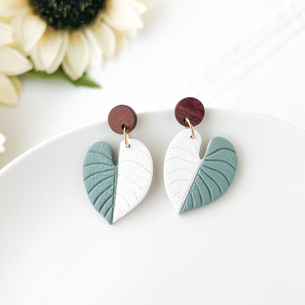 Philodendron Leaf Earrings | Handmade Polymer Clay Jewelry