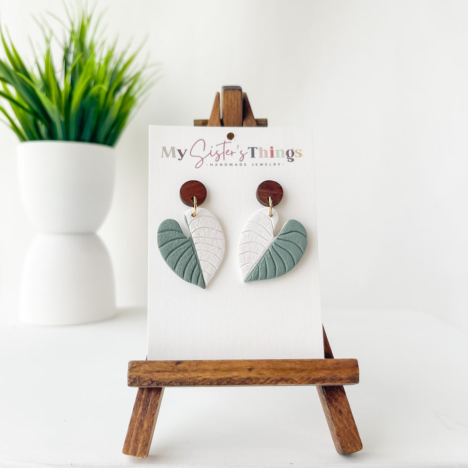 Philodendron Leaf Earrings | Handmade Polymer Clay Jewelry
