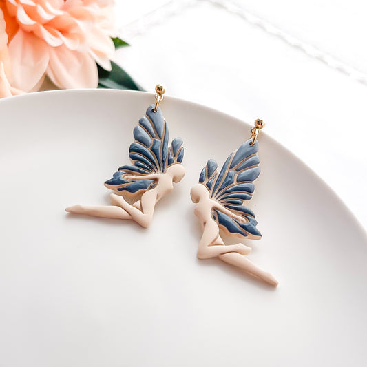Handmade Fauna Fairy Earrings – Unique Boho Chic Statement Jewelry | Edgy Artisan Designs in Polymer Clay and Surgical Steel