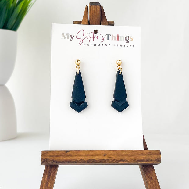 Cora: Handmade Black Dangle Earrings | Lightweight Polymer Clay Jewelry