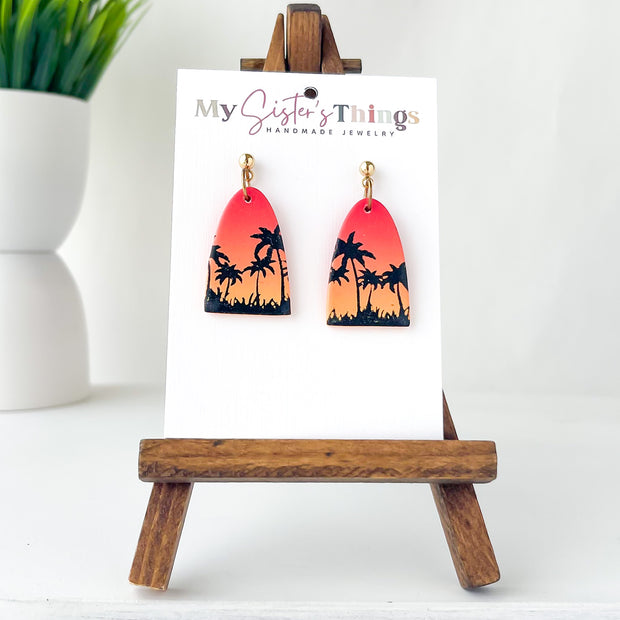 Tropical Sunset Earrings | Lightweight Polymer Clay Jewelry | Handmade Earrings