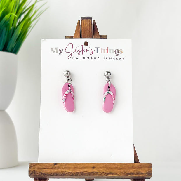 Handmade Flip Flop Earrings | Lightweight Summer Jewelry | Hypoallergenic Polymer Clay Earrings