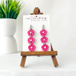 Pink Stacked Flower Earrings | Cute Polymer Clay Jewelry | Hypoallergenic For Sensitive Ears