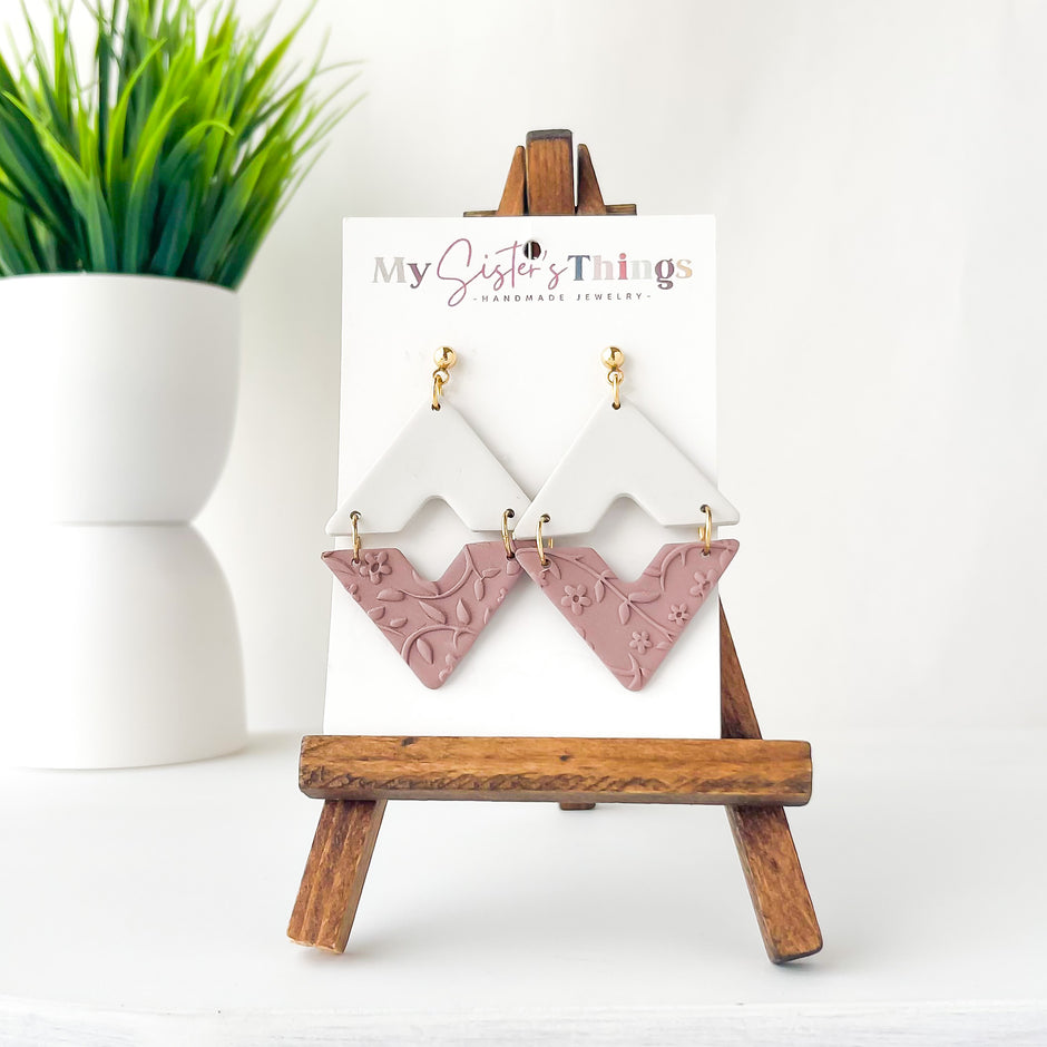 Diamond Dangle Earrings | Lightweight Polymer Clay Jewelry | Boho Earthy Earrings