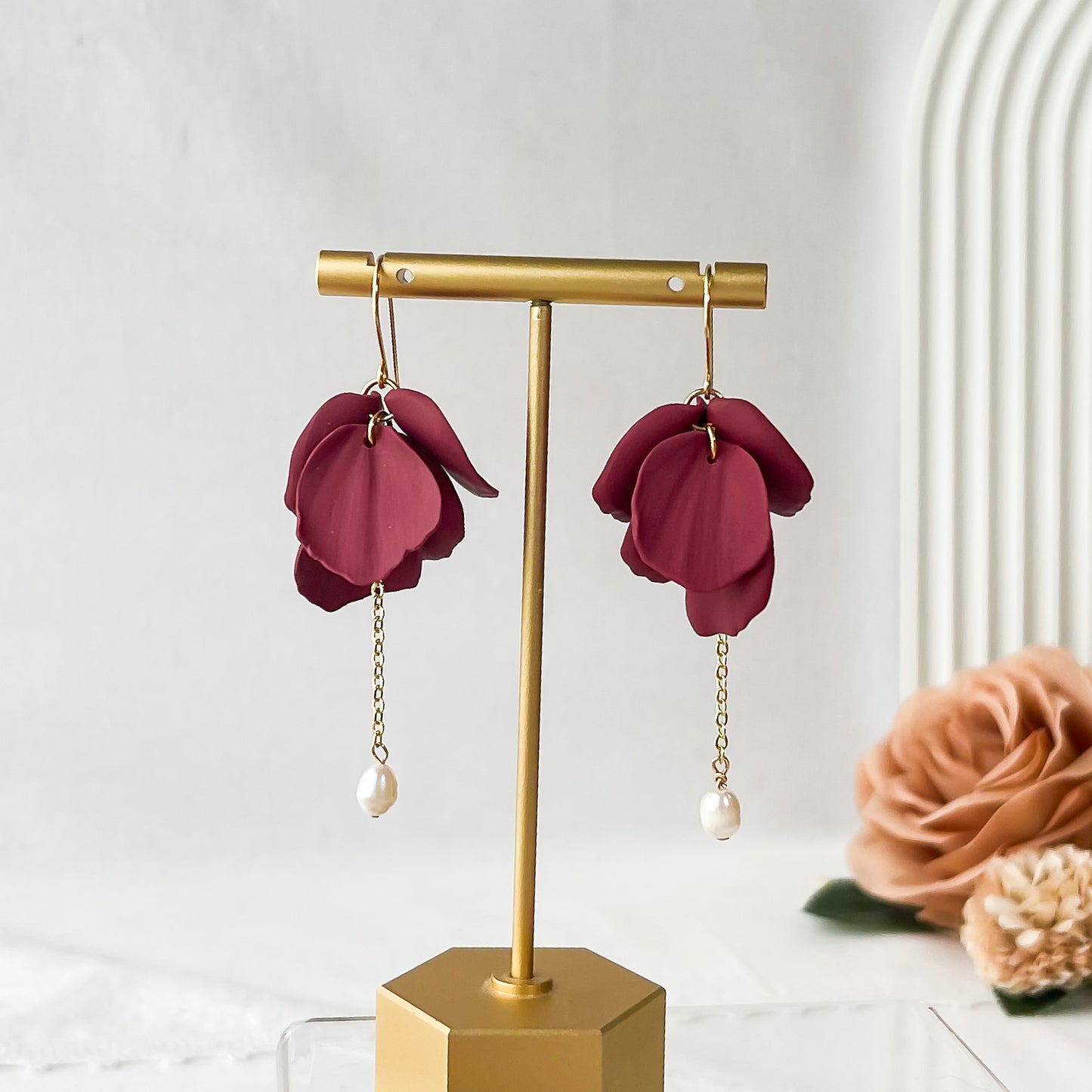 Edgy Handmade Petal Earrings | Unique Statement Jewelry | Artisan Metal & Polymer Clay Design