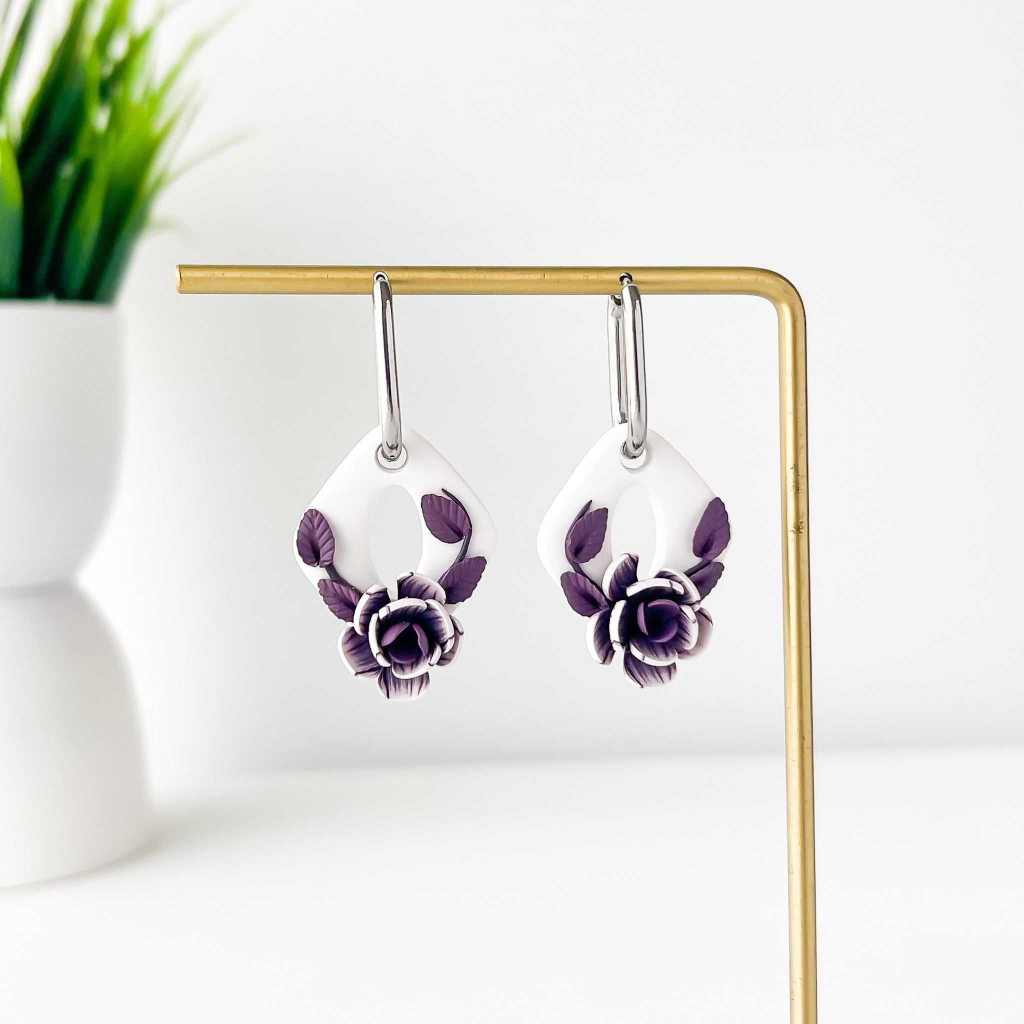 Dainty Flower Earrings | Lightweight Polymer Clay Jewelry | Floral Clip-On Earrings Option