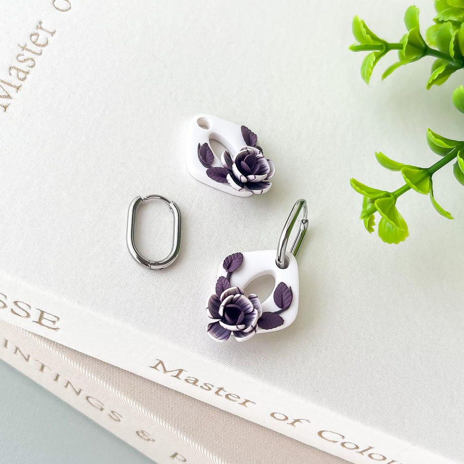 Dainty Flower Earrings | Lightweight Polymer Clay Jewelry | Floral Clip-On Earrings Option