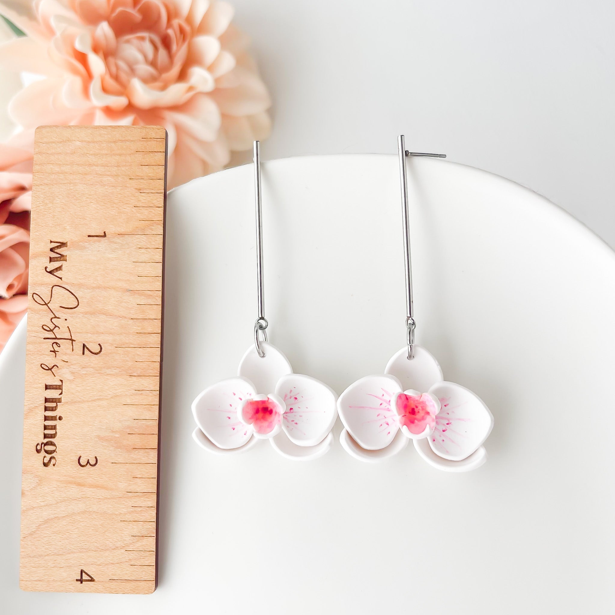 Tropical Orchid Flower Earrings | Lightweight Polymer Clay Statement Jewelry | Boho Chic Clip-On Earrings Option