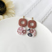 Edgy Handmade Metal Earrings - Unique Neutral Squares & Flowers, Artisan-Made Statement Jewelry