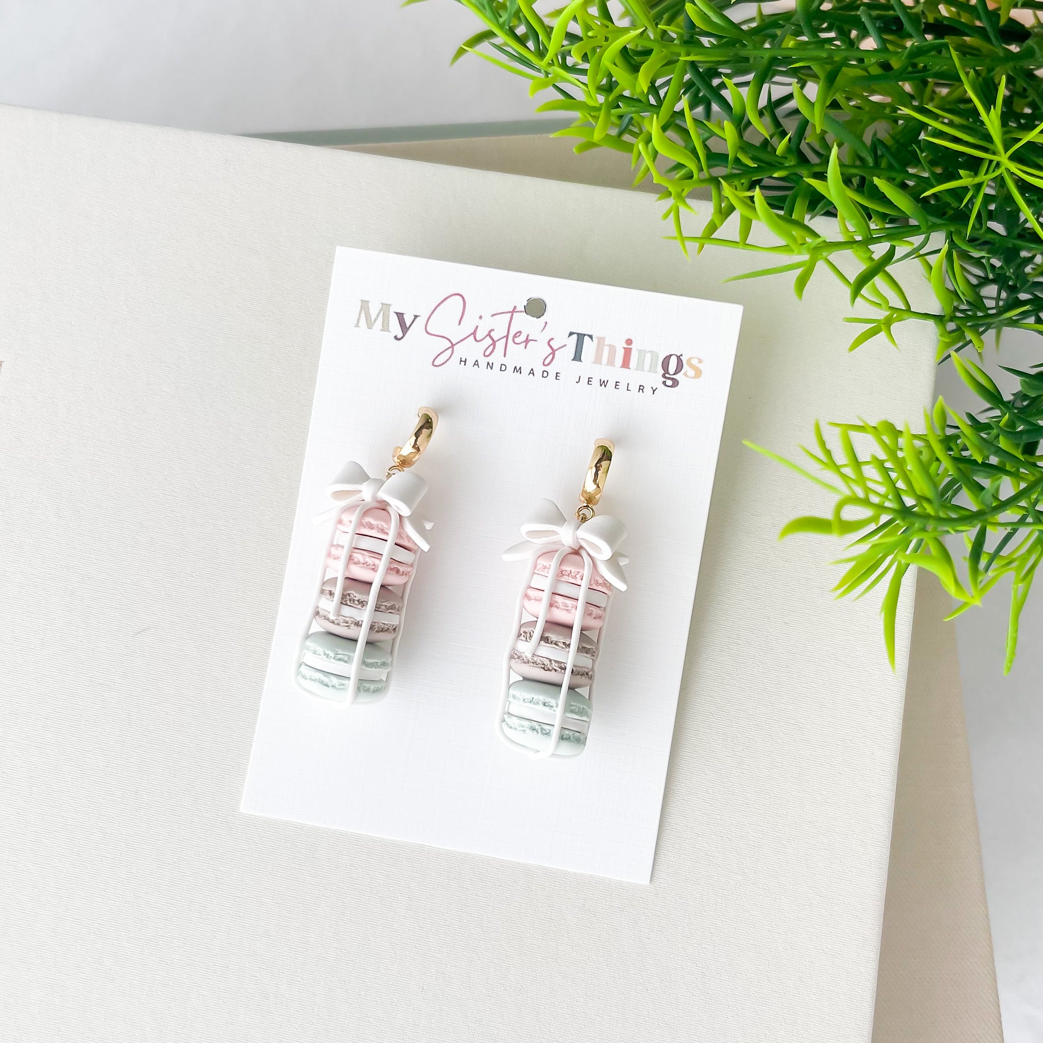 Macaron Polymer Clay Earrings – Handmade Lightweight Whimsical Jewelry – Hypoallergenic Surgical Steel or Clip-On Option