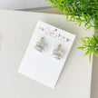 Mint Polymer Clay Macaron Earrings with White Bow, Dangle Clip-On, Lightweight Whimsical Jewelry