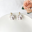 Taupe Macaron Bow Dangle Earrings, Polymer Clay Jewelry, Lightweight Hypoallergenic Earrings, Whimsical Handmade Style