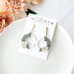 White Flower Wreath Dangle Earrings | Hypoallergenic Polymer Clay Jewelry | Lightweight Floral Clip-On Earrings