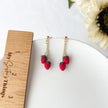 Strawberry Dangle Earrings:  Polymer Clay Lightweight Cottagecore Jewelry, Surgical Steel Posts, Clip On Option