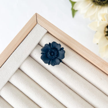 Poppy Floral Adjustable Ring, Stainless Steel and Polymer Clay