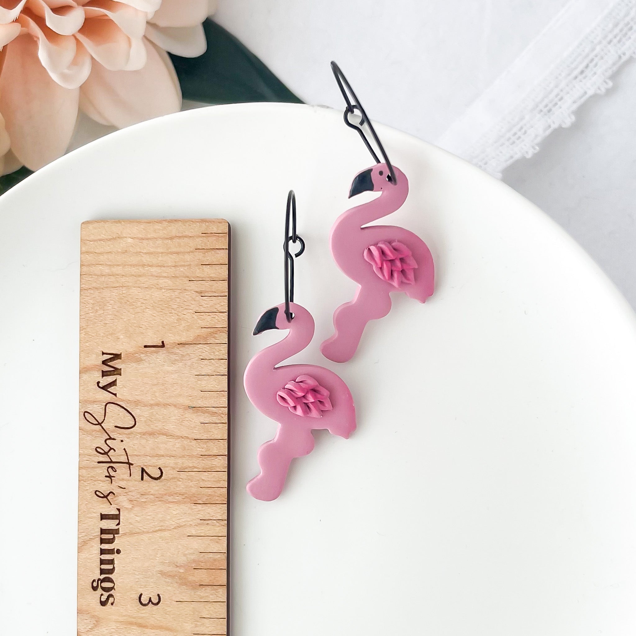 Handmade Flamingo Earrings Hoops | Unique Statement Earrings | Artisan-Made Bold Designs | Boho Chic and Trendy | Custom Handmade Polymer Clay Earrings