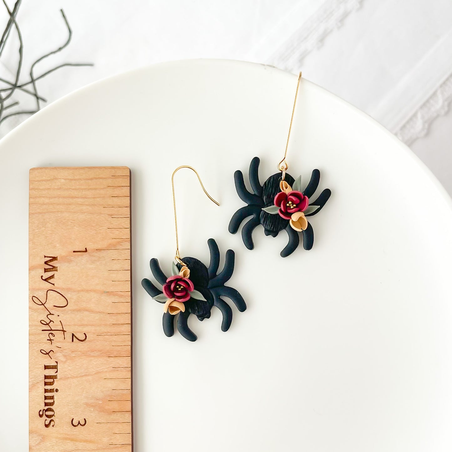 Edgy Handmade Floral Spider Earrings – Unique Statement Jewelry for Bold, Fashion-Forward Women