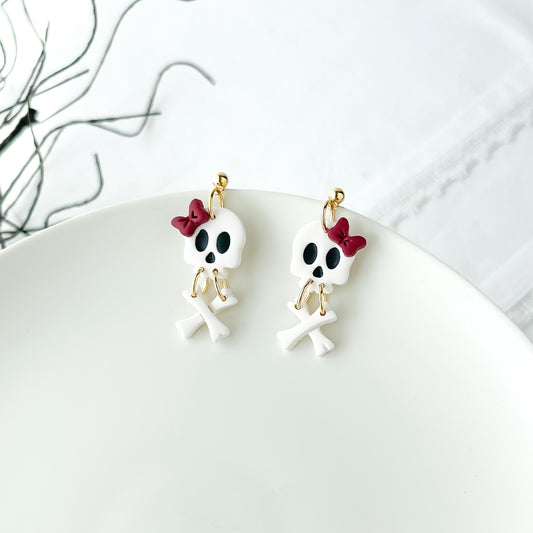 Edgy Skull and Crossbones Handmade Earrings – Bold Statement Jewelry for Halloween | Artisan, Boho Chic, Limited Edition