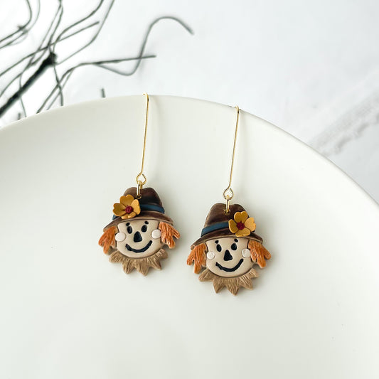 Unique Handmade Scarecrow Dangle Earrings - Limited Edition Whimsical Artisan Jewelry