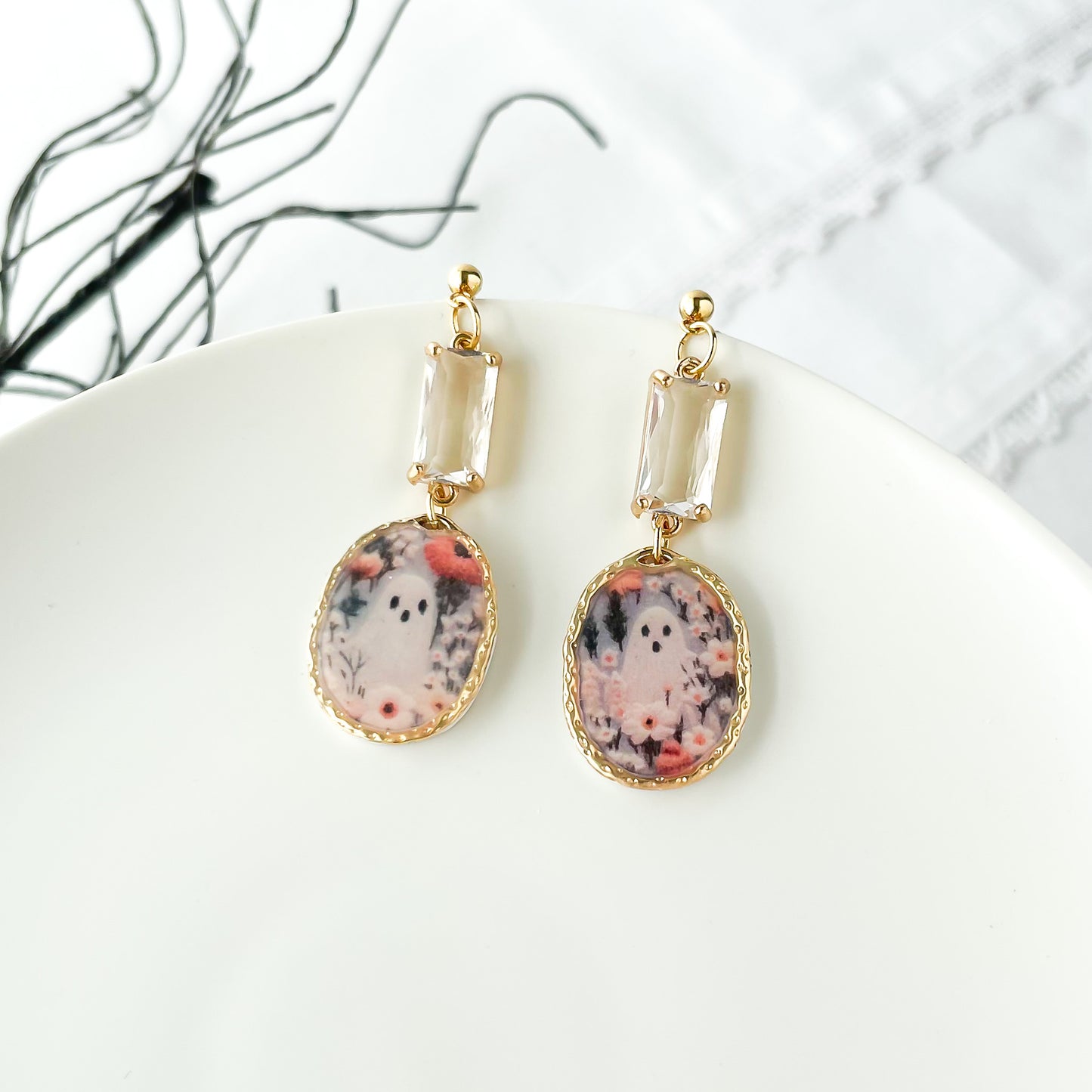 Edgy Handmade Ghost Dangle Earrings | Unique Statement Earrings for Halloween | Boho Chic Artisan Jewelry