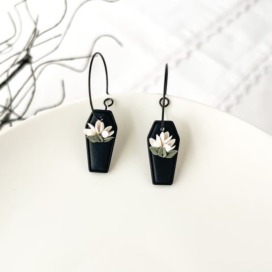 Edgy Handmade Coffin Hoop Earrings | Unique Statement Jewelry | Boho Chic Alternative Design