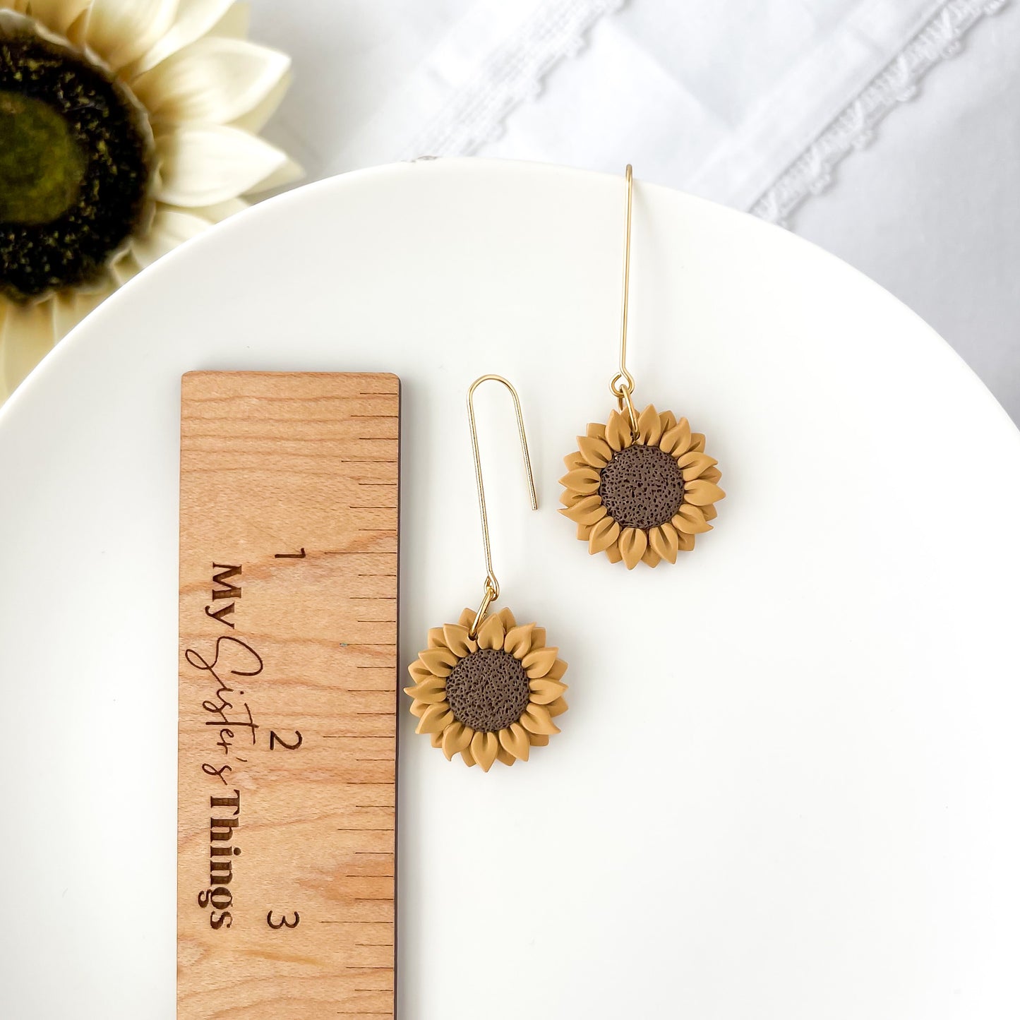Bold Boho Chic Handmade Sunflower Dangle Earrings | Edgy Artisan Statement Jewelry