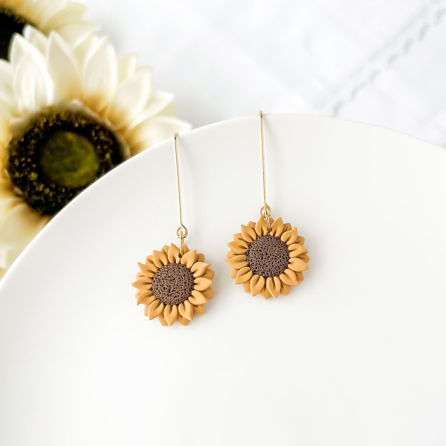 Bold Boho Chic Handmade Sunflower Dangle Earrings | Edgy Artisan Statement Jewelry