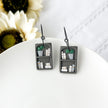 Handcrafted Gray Bookshelf Hoops | Unique Handmade Statement Earrings | Trendy Boho Chic Artisan Jewelry